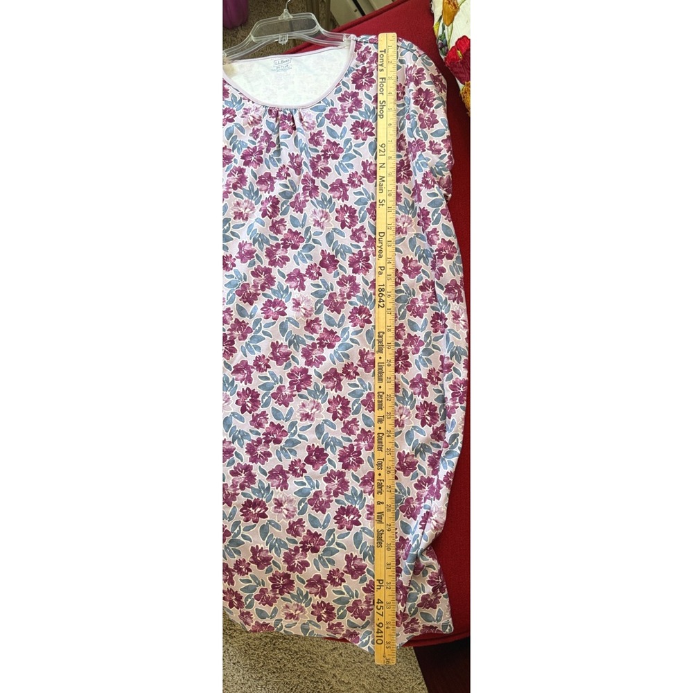 LL Bean Nightgown Womens 3X Pink Purple Floral Supima Cotton Sleep Dress Cozyy - Picture 6 of 9